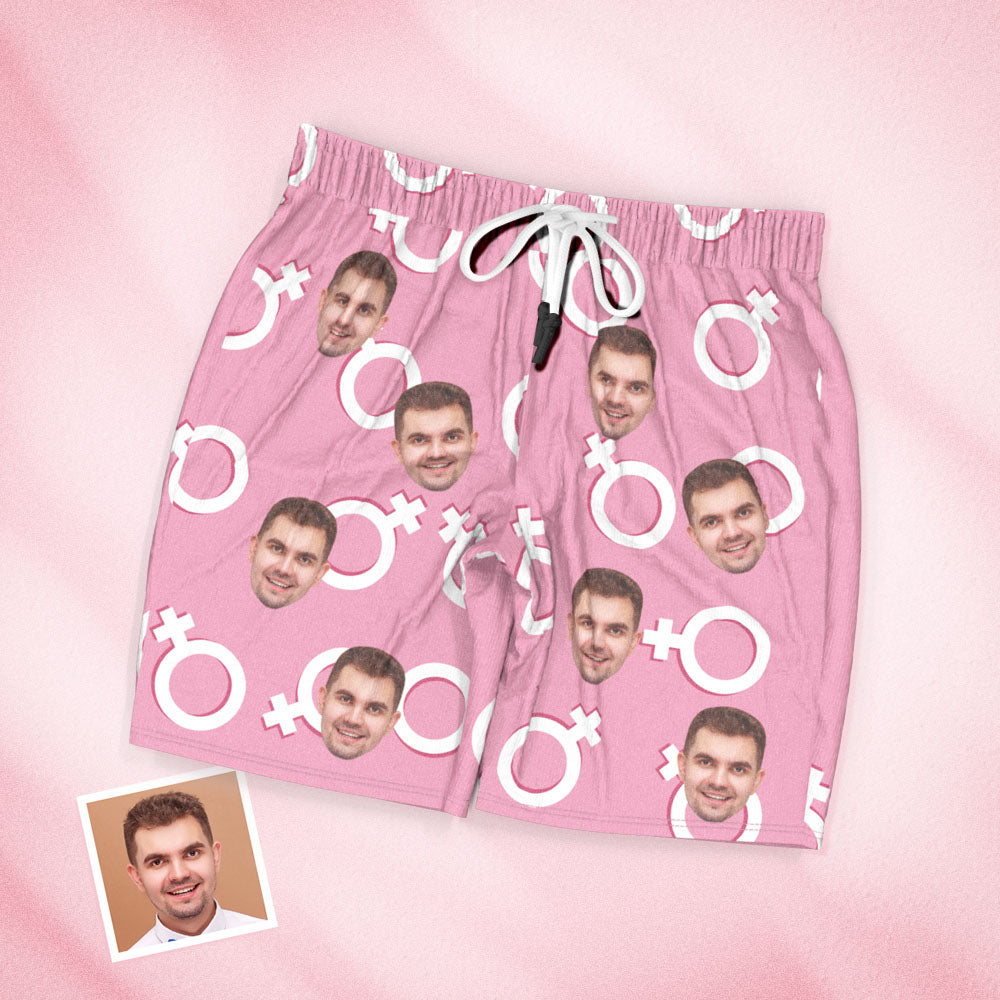 Custom Face Short Pink Sleeved Pajamas Shorts Personalized Photo Sleepwear Women Men Summer Pajamas Valentine's Day Gift - MyFaceTshirt