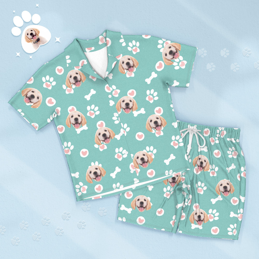 Custom Dog Face Short Sleeved Pajamas Personalized Photo Sleepwear Love Gifts For Pet Lover - MyFaceTshirt