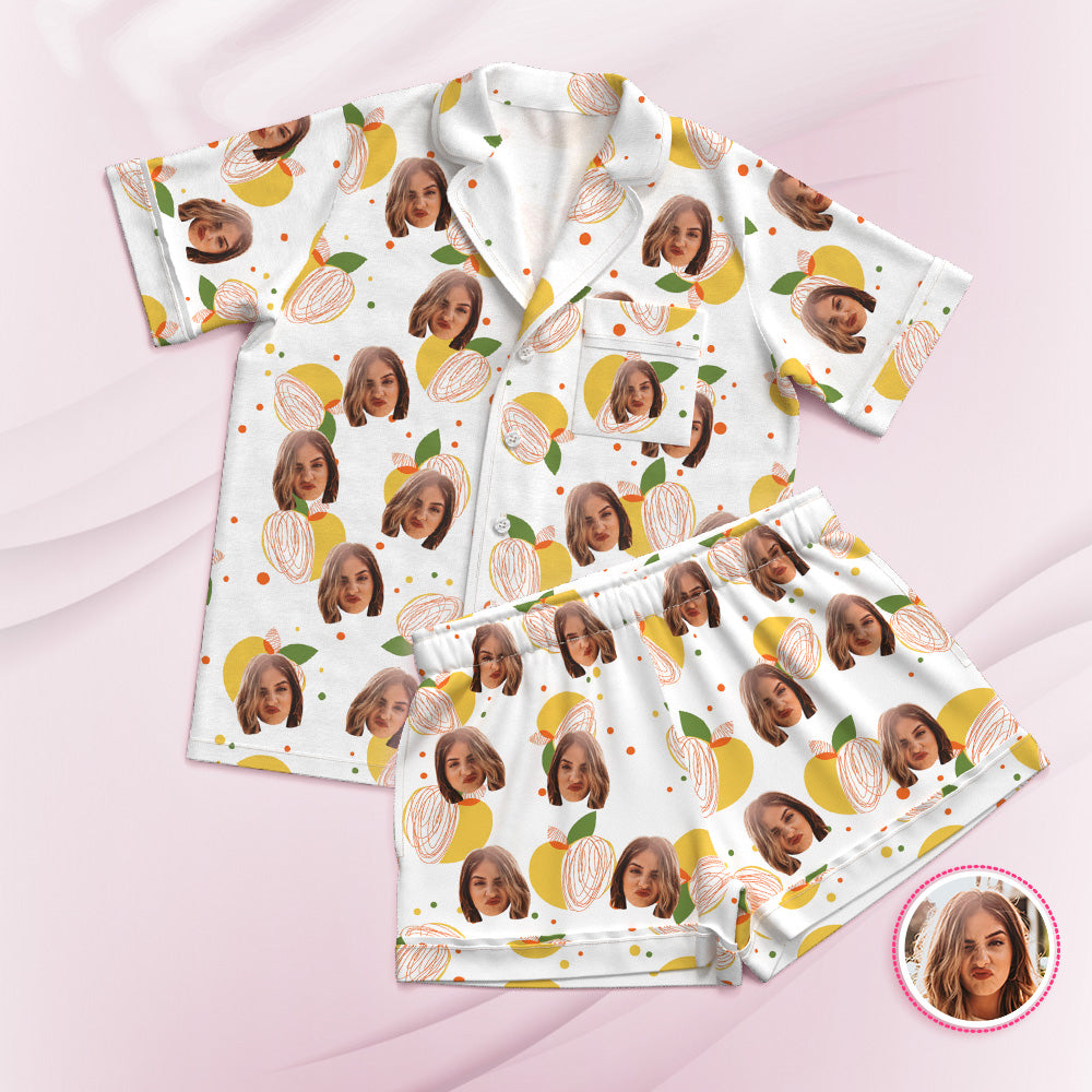 Custom Face Short Sleeved Pajamas Personalized Photo Sleepwear Lemon Gifts - MyFaceTshirt