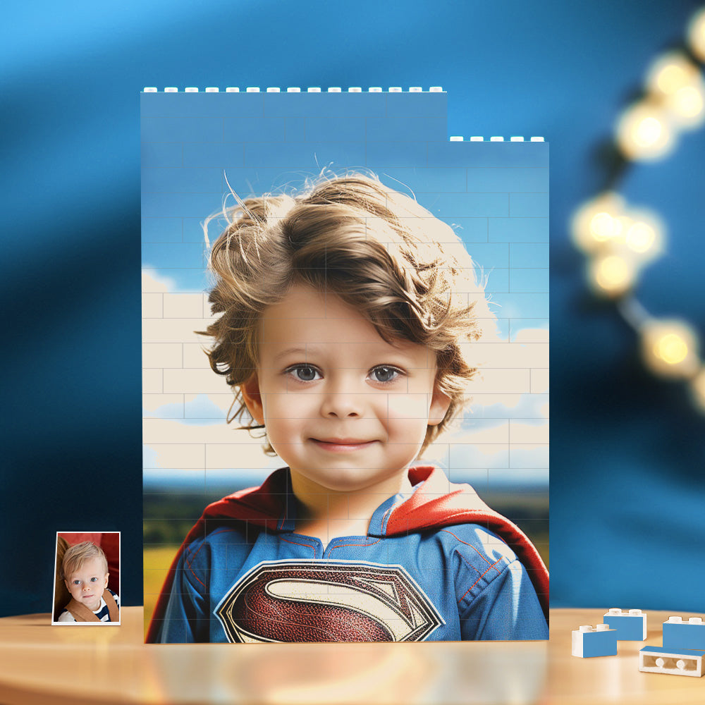 Personalized Brick Rectangle Building Photo Block Custom Face Superman Plaque - MyFaceTshirt
