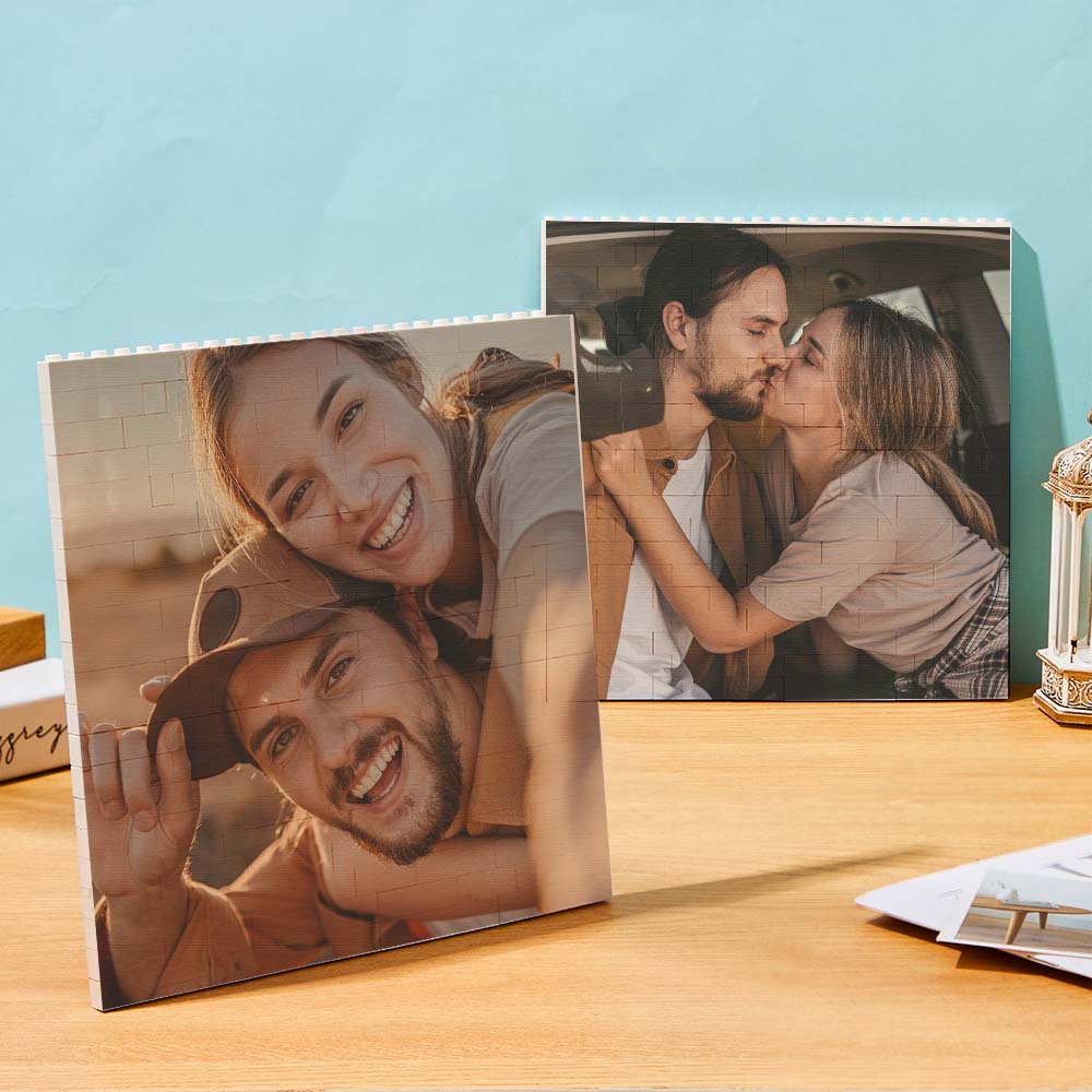 Custom Photo Building Brick Personalized Square Photo Block Music Code Custom Text Frame - MyFaceTshirt