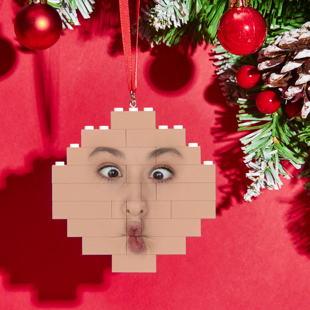 Custom Face Block Puzzle Christmas Ornament Personalised Building Brick - MyFaceTshirt