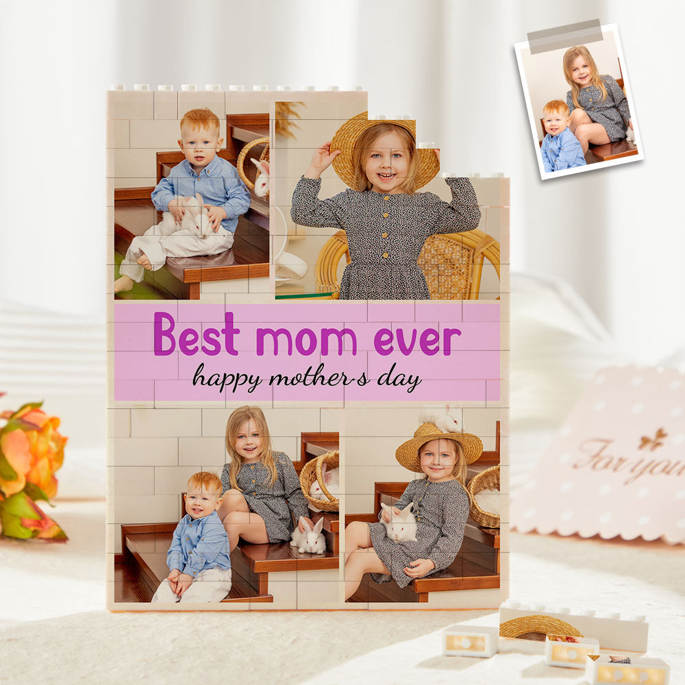 Custom Building Block Puzzle Vertical Building Photo Brick Happy Child Mother's Day Gift - MyFaceTshirt