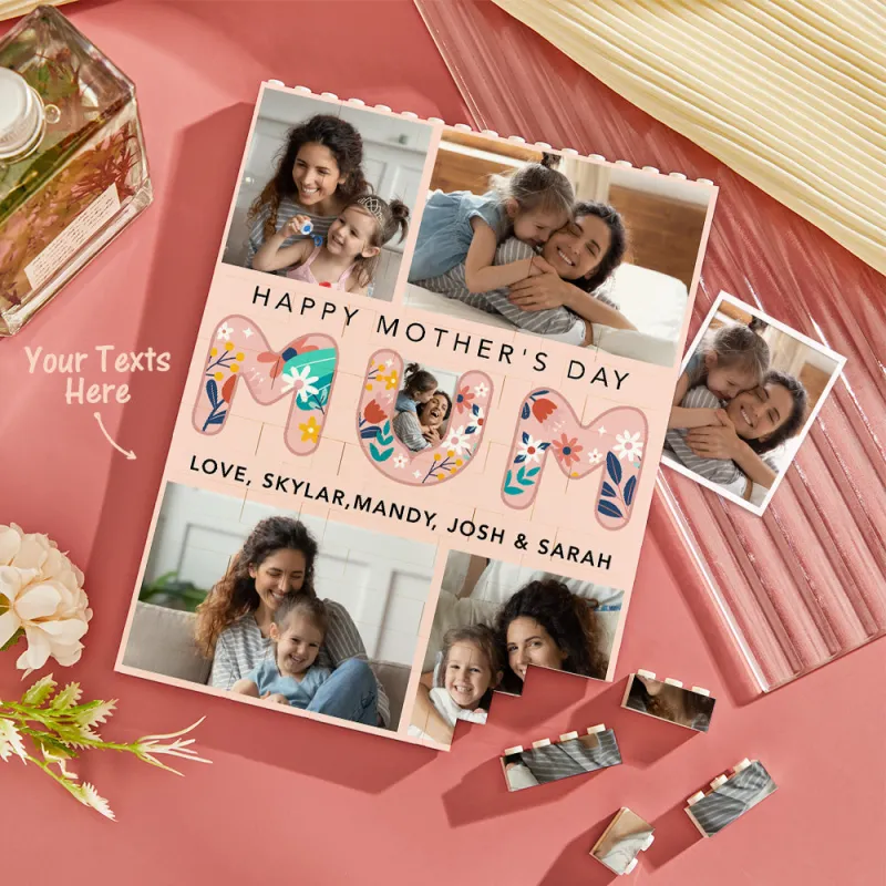 Custom Building Block Puzzle Vertical Building Photo Brick for Mum Happy Mother's Day - MyFaceTshirt