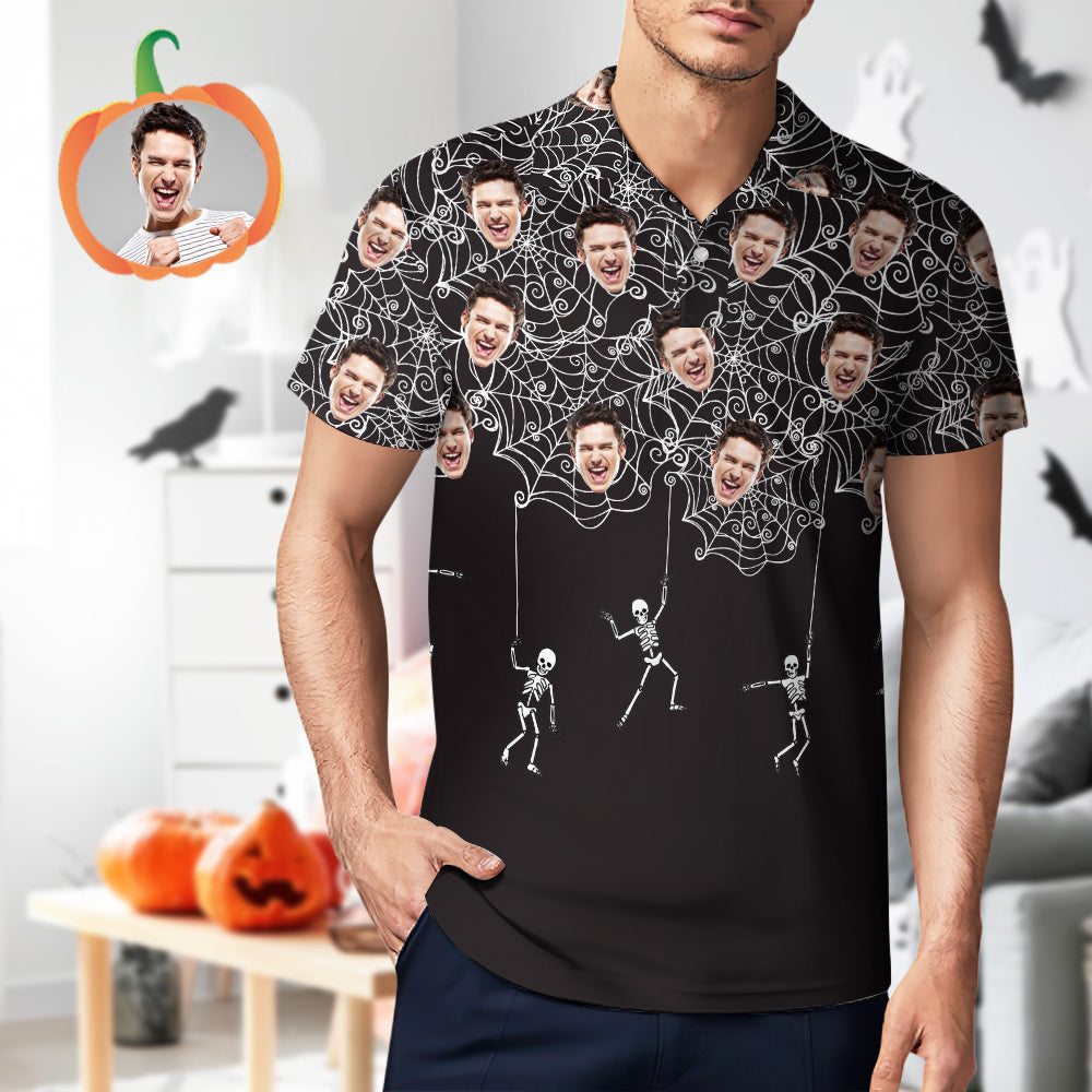 Men's Custom Funny Face Shirt Personalized Golf Shirts For Halloween Gift