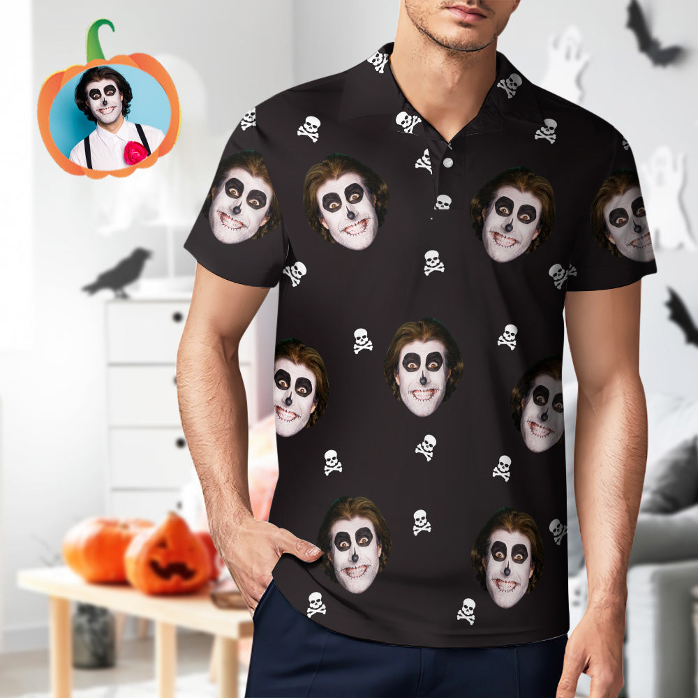 Men's Custom Funny Face Shirt Personalized Golf Shirts For Halloween Gift