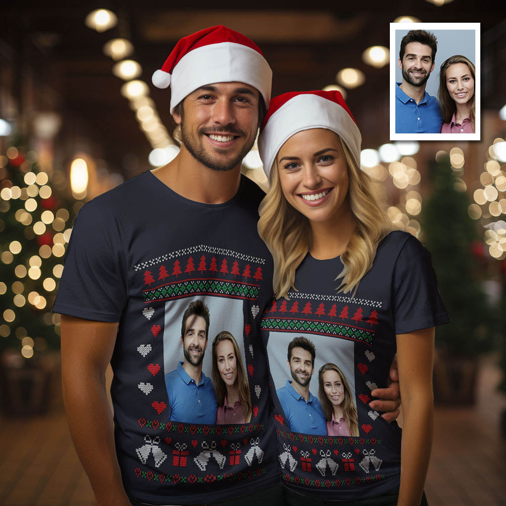 Custom Photo Printed T-Shirt Personalized Photo On Christmas Shirt Gifts