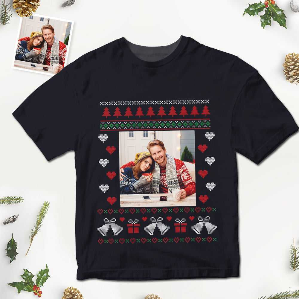 Custom Photo Printed T-Shirt Personalized Photo On Christmas Shirt Gifts
