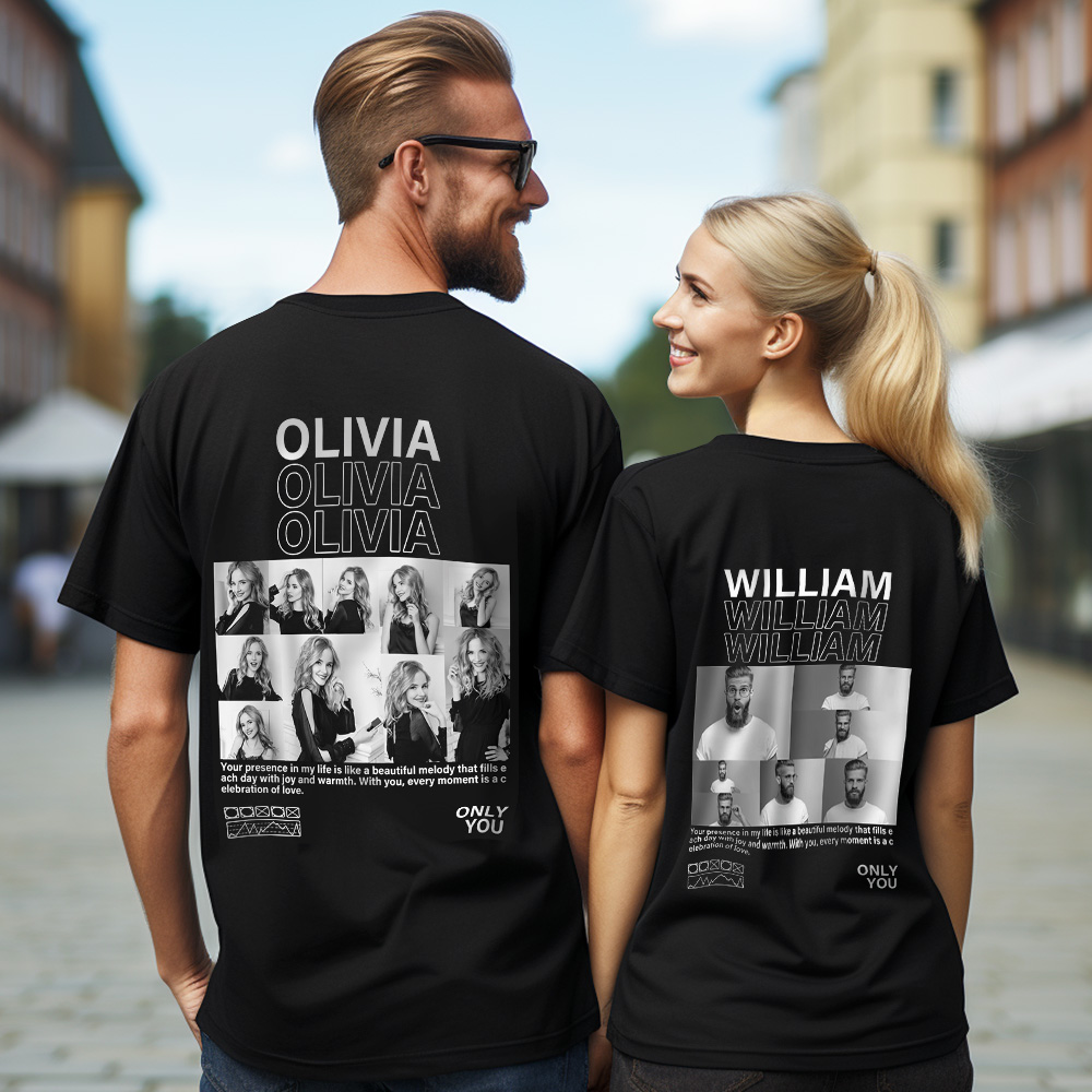 Custom Photo T-shirts Personalized Pictures T-shirt Valentine's Day Gifts for Couples