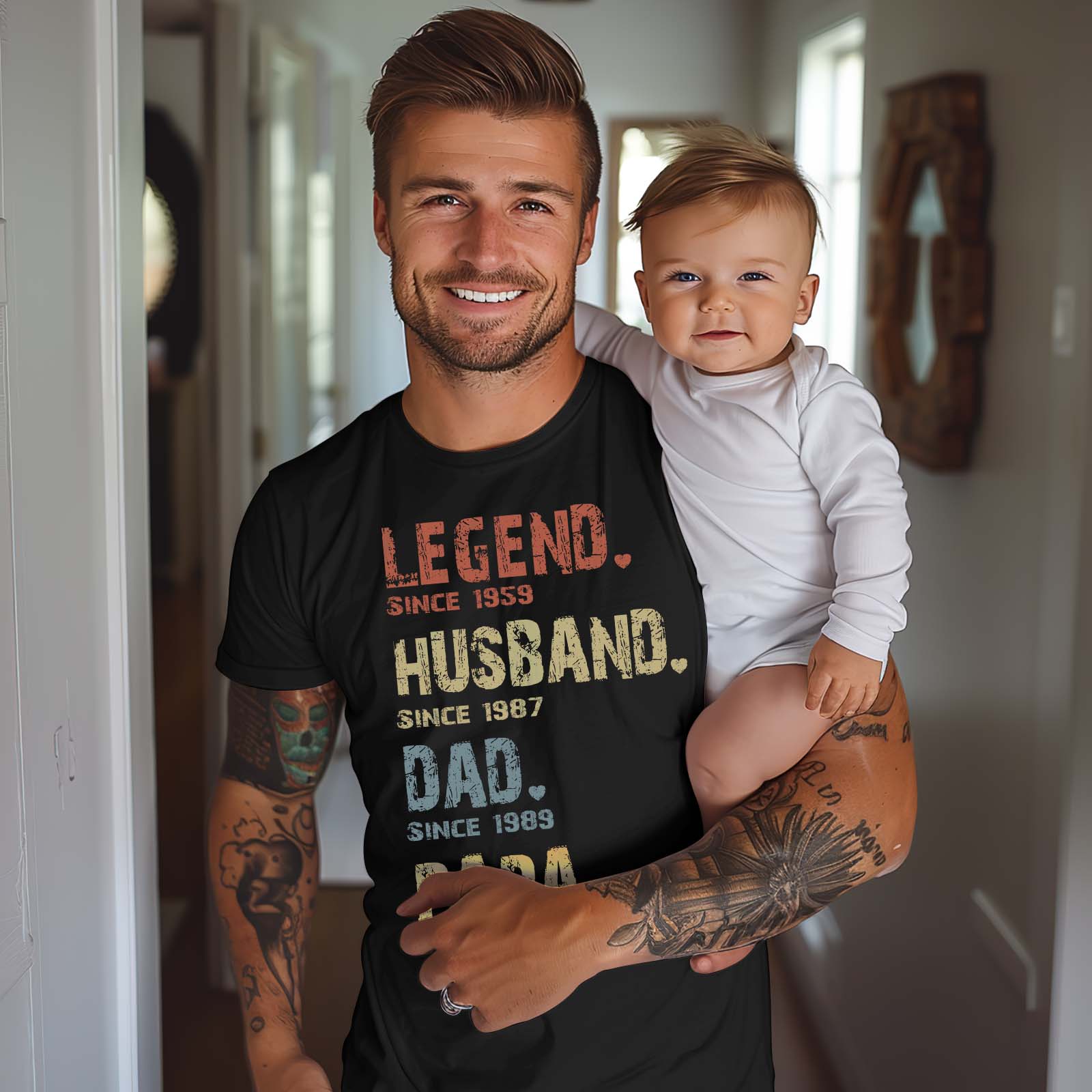 Legend, Husband, Dad And Papa Since - Family Personalized Custom Unisex T-shirt - Father's Day, Birthday Gift For Dad, Grandpa