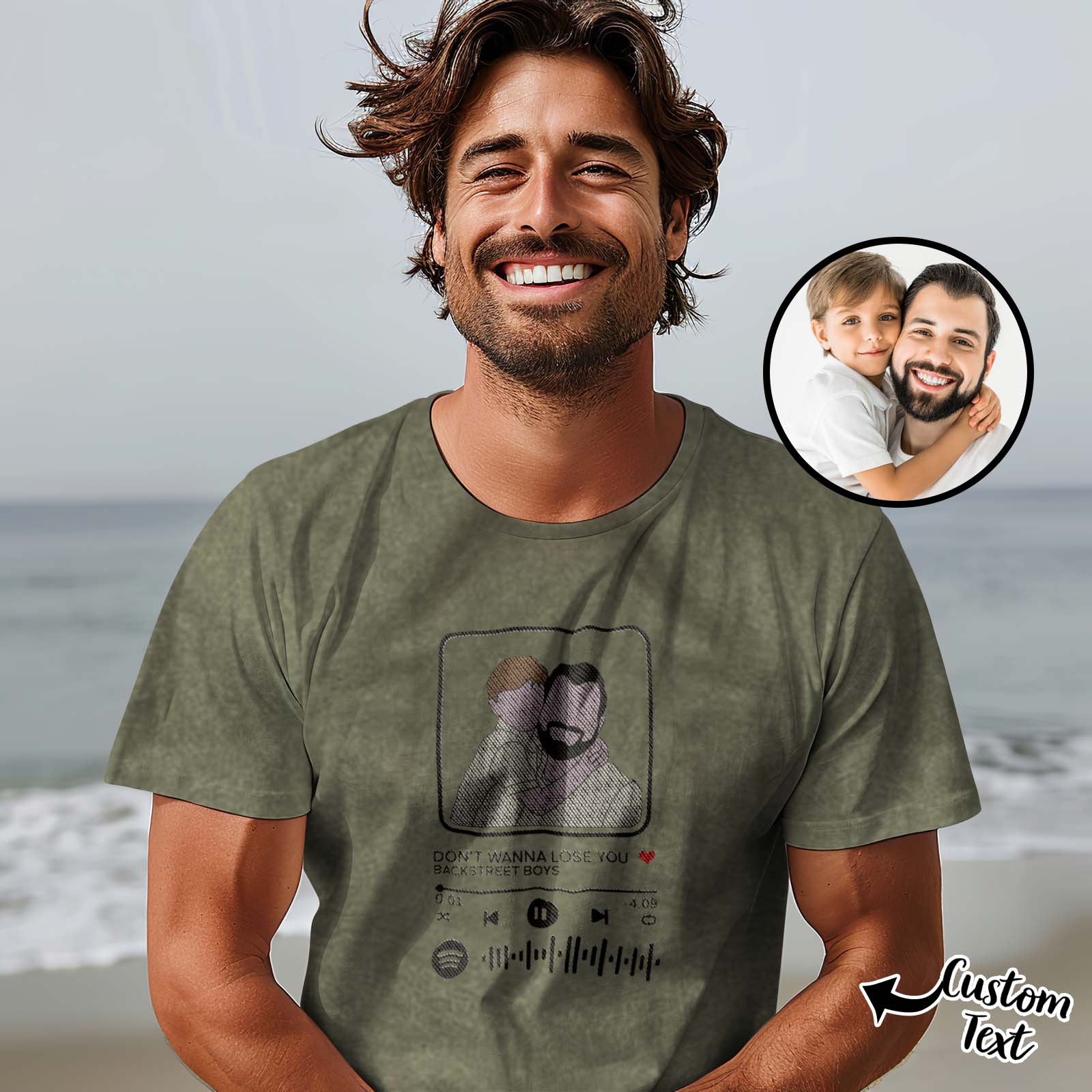 Personalized Embroidered Sweatshirt Portrait Music Player Father's Day Gift for Dad