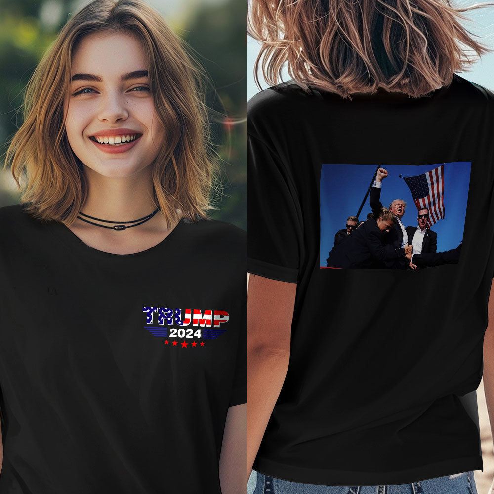 Trump 2024 Two Sided Unisex Shirt, President Trump Assassination Attempt Shirt, Trump Shot Shirt, Justice for Trump Shirt, Vote For Felon,Trump Tee