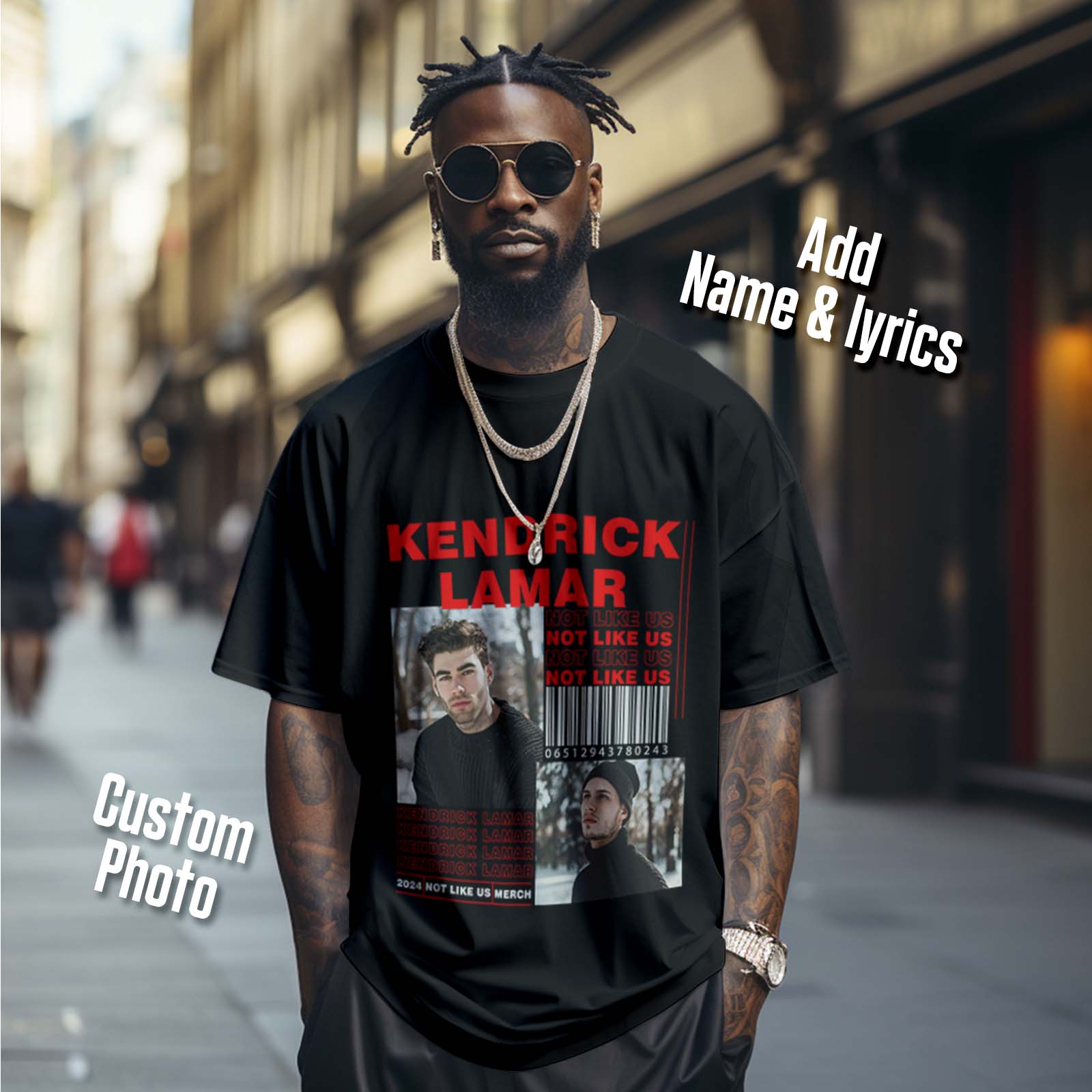 Custom Photo Vintage Tee Personalized Name T-shirt Rap Lover Star Gifts