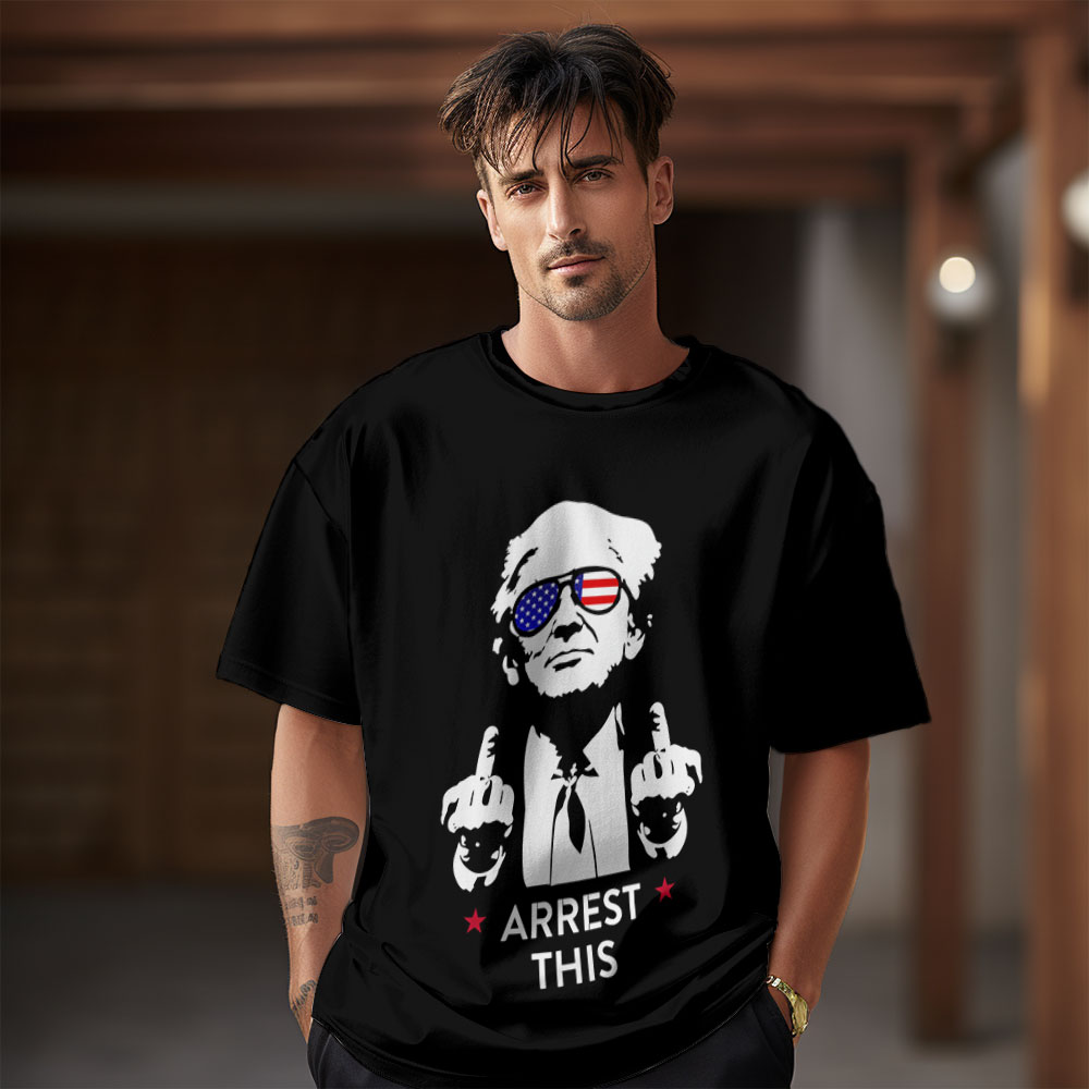 Arrest This Trump T-Shirt Middle Fingers Blazin' USA Funny t shirt Leaders Make America 45 47 Viral Funny tees political humor