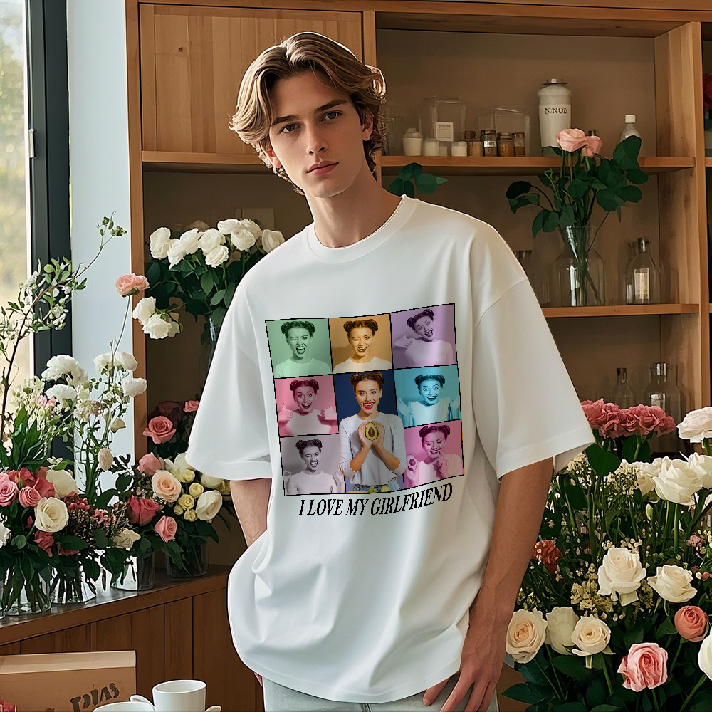 Custom Photo Printing T-shirt Personalized I Love My Girlfriend Boyfriend Photo T shirt