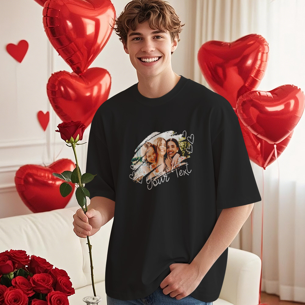 Custom Design Your Photo T-Shirt Personalized T-Shirts With Name Vintage Shirts Valentine's Day Gift