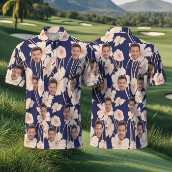  Custom Fit Print Polo Shirt Personalized Men's Polo Shirts Blue Shirt