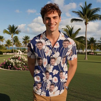  Custom Fit Print Polo Shirt Personalized Men's Polo Shirts Blue Shirt