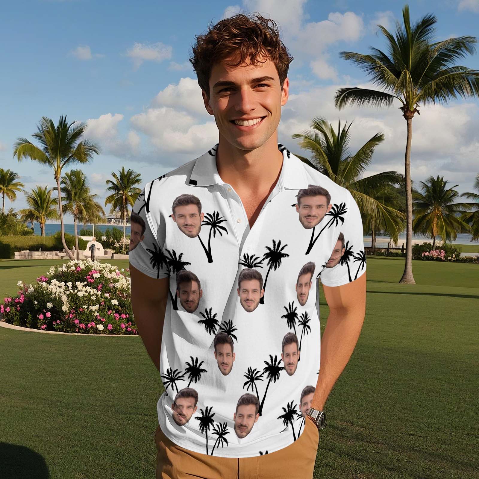 Personalized Polo Shirts Custom Golf Shirt All Over Print White Shirt