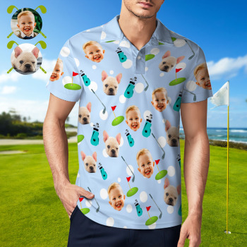 Custom Face Polo Shirt for Golfer,Face on shirt gifts for husband,Personalized Short Sleeve Golf Shirt,Custom Polo for Golfer, Valentine Day