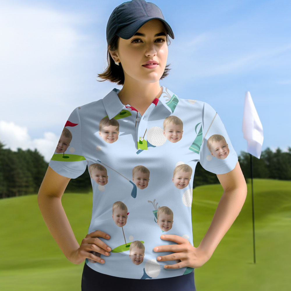 Custom Face Polo Shirt for Golfer Personalized Short Sleeve Golf Shirt Face on Shirt Gifts for Mom Mother's Day Gift