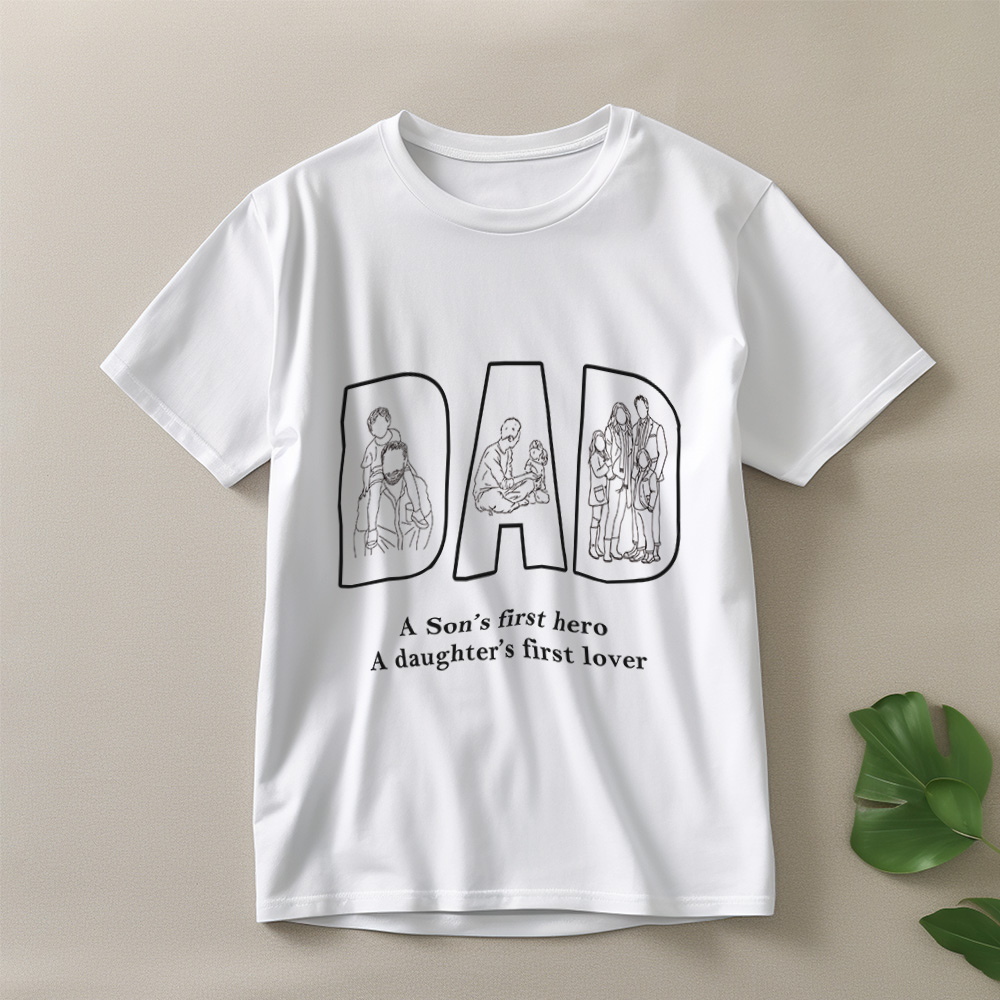 Personalized T-shirt Custom Photos with Dad Pattern Design Perfect Gift for Father's Day