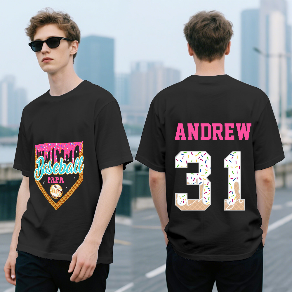 Custom Baseball Drip Mama Shirt Team PAPA T Shirt Personalized Ice Cream Drip Tee With Name & Number Jersey MAMA PAPA Tball tee