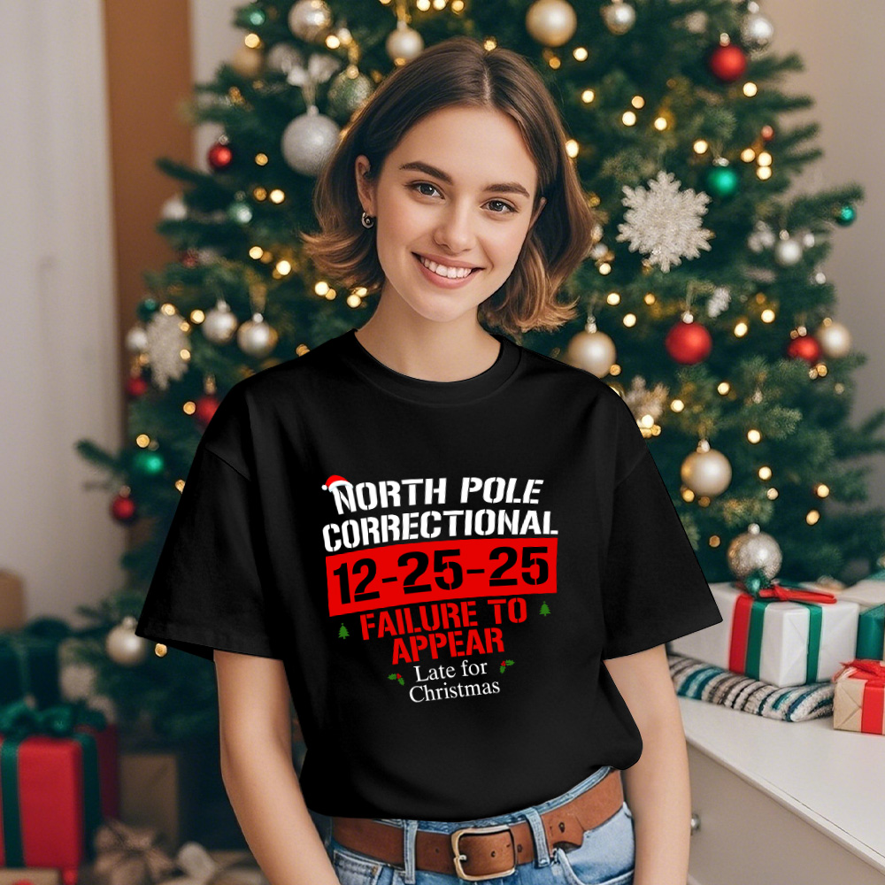 60 Quotes and Custom North Pole Correctional Shirt, Funny Family Matching Christmas Shirt, Xmas, Long Sleeve Tees, Christmas Shirts 2025