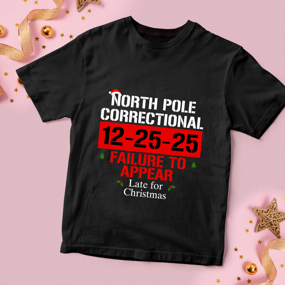60 Quotes and Custom North Pole Correctional Shirt, Funny Family Matching Christmas Shirt, Xmas, Long Sleeve Tees, Christmas Shirts 2025