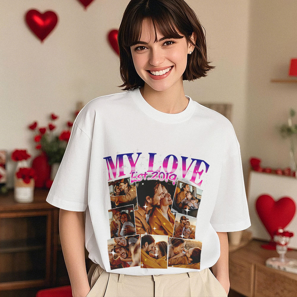 Custom Couple Photo Shirt Valentine Gift For Girlfriend And Boyfriend