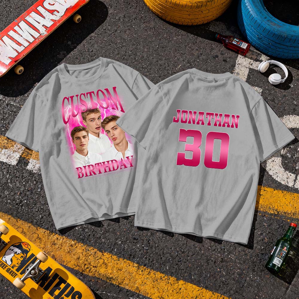 Custom Birthday Photo Name Shirt Personalized bootleg Birthday Party Tee Birthday Shirts Custom Face Birthday Tshirt, Birthday Face Name Tee