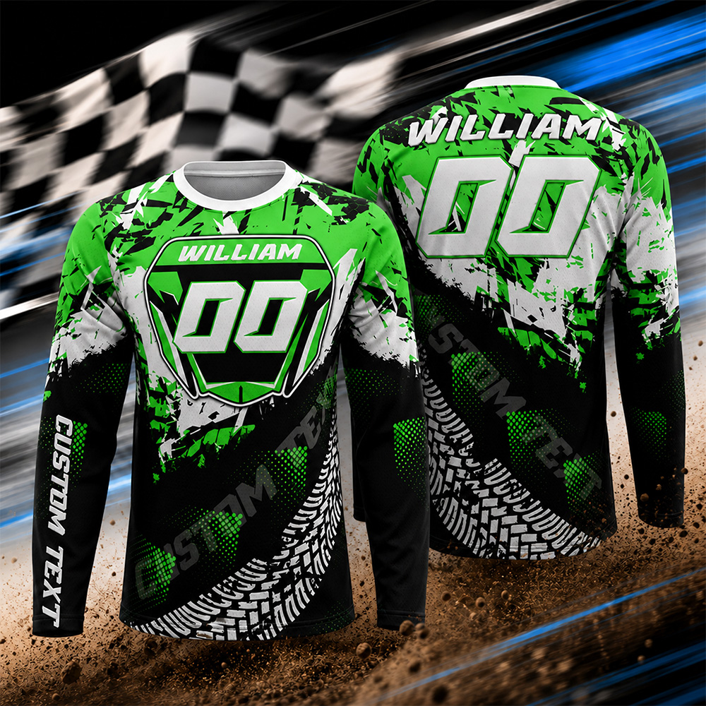 Personalized Motocross Jersey for Adult Youth, Dirt Bike Long Sleeve Shirt, Custom Name Number Motocross Rider Gift, Racing Team Shirt