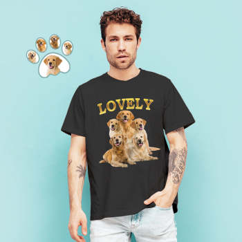 Custom Photo Printed T-Shirt Personalized Five Pet Photos On Unisex Shirt Gifts For Him - MyFaceTshirt