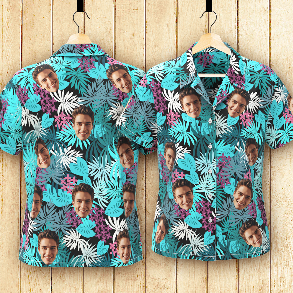Custom Hawaiian Shirts Summer Leaves Design Personalized Aloha Beach Shirt For Woman