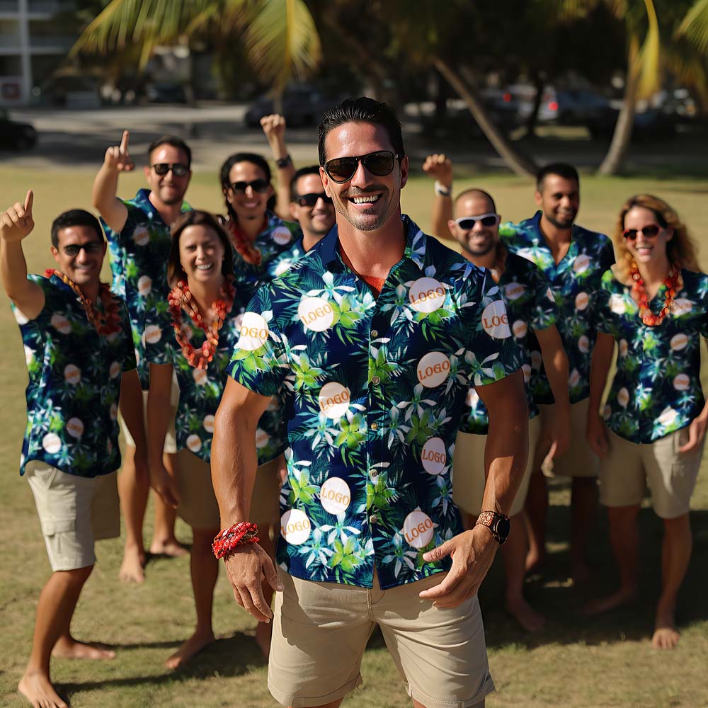 Custom Hawaiian Shirts with Logo Custom Face Hawaiian Shirt Tropical Style Shirt for Company