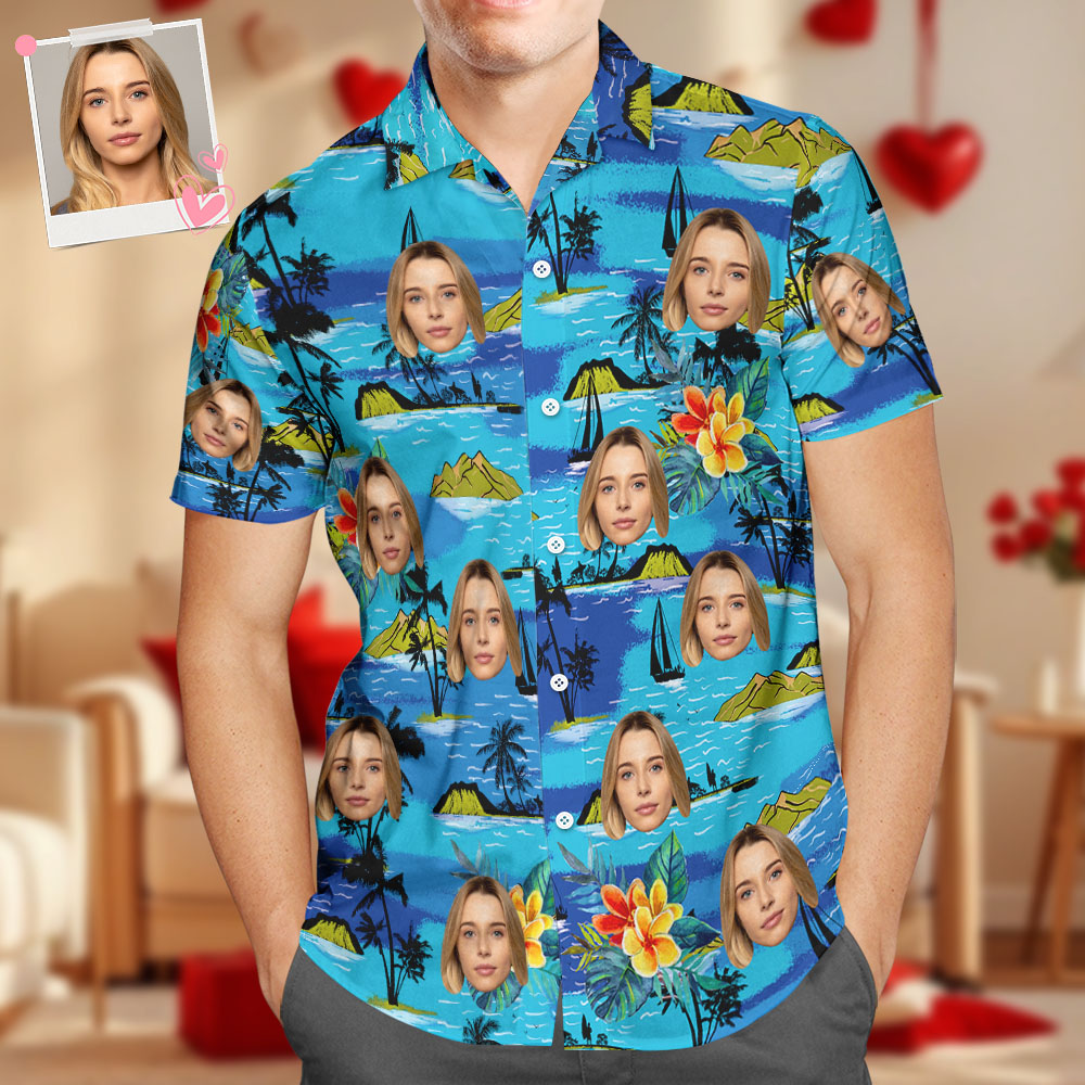 Custom Face Hawaiian Shirt Personalized Hawaiian Shirt Men's Gang Style Shirt for Gift