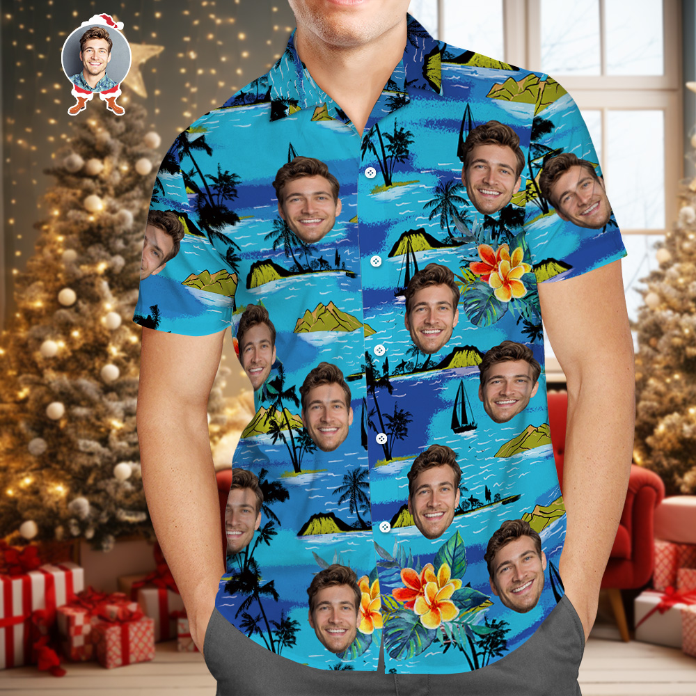 Christmas Gift Custom Face Hawaiian Shirt Personalized Hawaiian Shirt Men's Gang Style Shirt