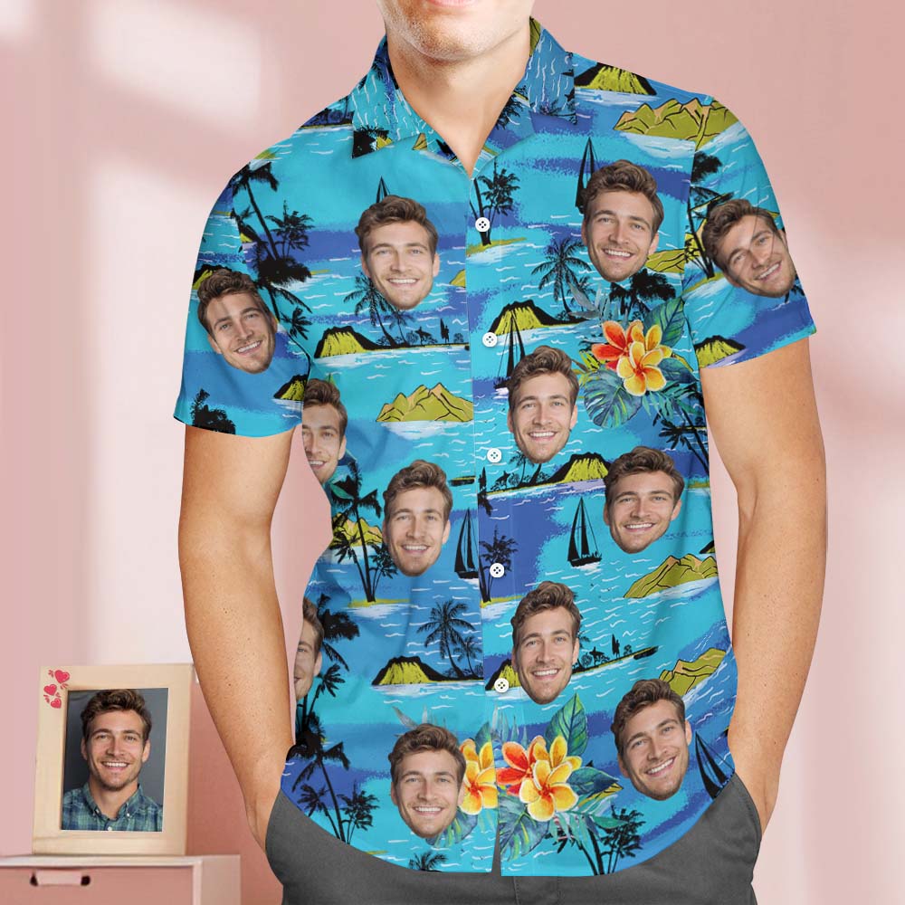 Valentine's Day Custom Face Hawaiian Shirt Personalized Hawaiian Shirt Men's Gang Style Shirt for Gifts