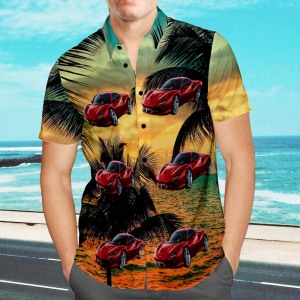 Upload Car Photo Custom Hawaiian Shirts Evening Sunset Aloha Beach Shirt For Men - MyFaceTshirt