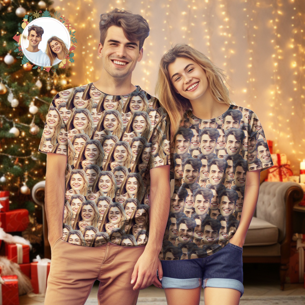 Christmas Gift Custom T-shirt Mash Face Shirt My Face All Over Print Tee Men's T-shirt