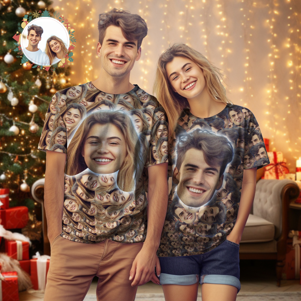 Custom Your Face All Over Print T-shirt Adult Unisex T-Shirt Woman