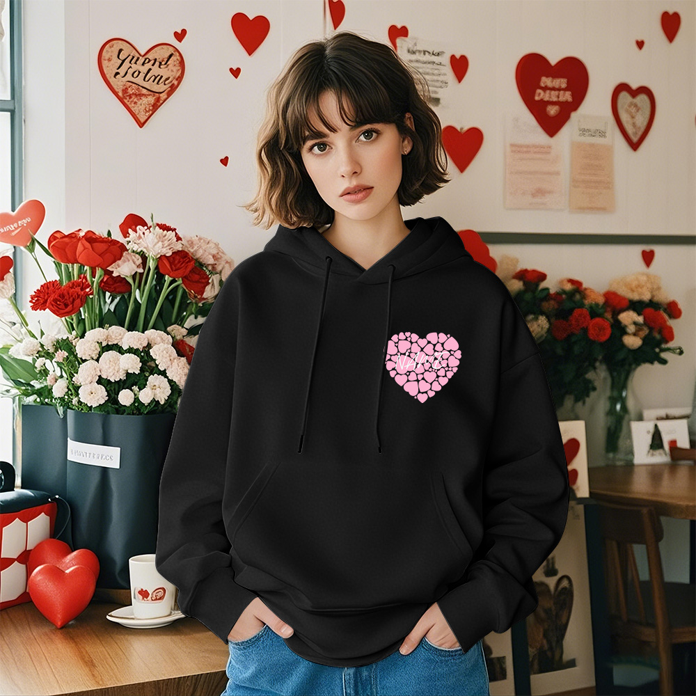 Custom Name Hoodies Personalized Teacher Heart Hoodies Gift For Valentine's Day