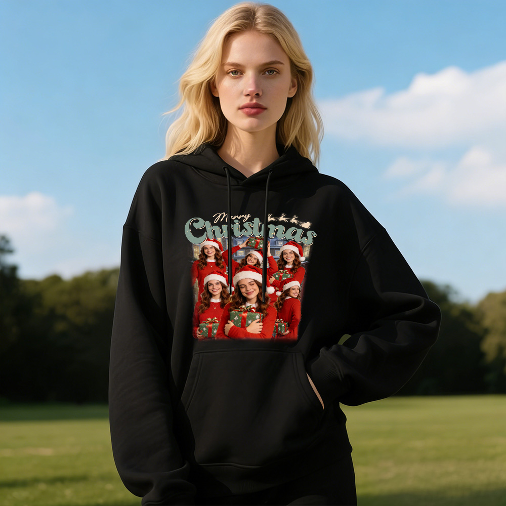 Custom Human Face Photo Merry Christmas Sweatshirt