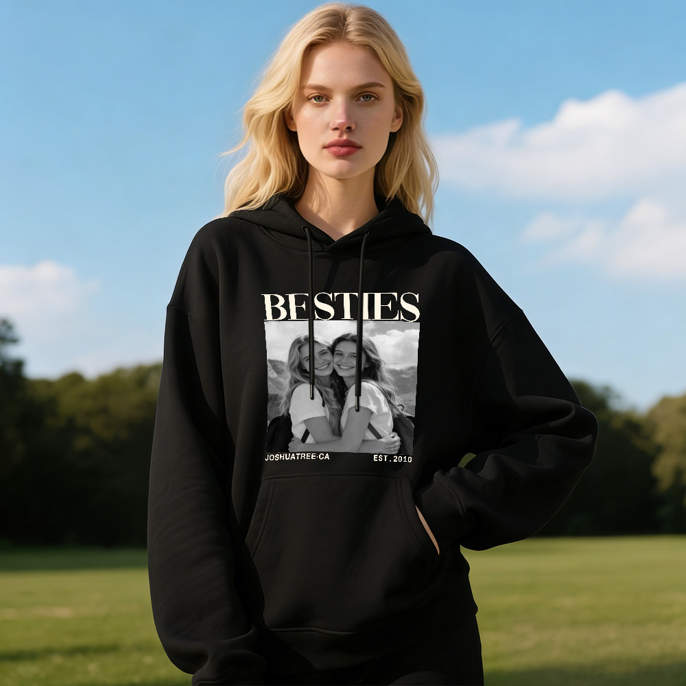 Custom Year & Photo Print Vintage Comfort Colors Pullover Hoodie Personalized Sweatshirt