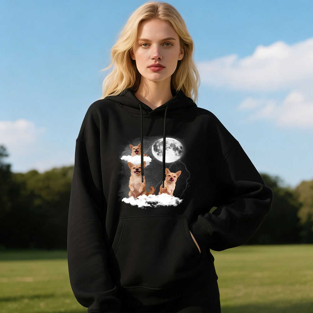 Custom Pet Photo Upload Cloudy Night Sweatshirt