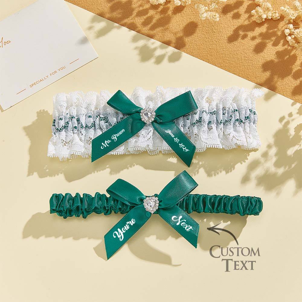 Personalized Bridal Garter Set With White Lace You're Next Bridal Garter Set Gift for Bride - MyFaceTshirt