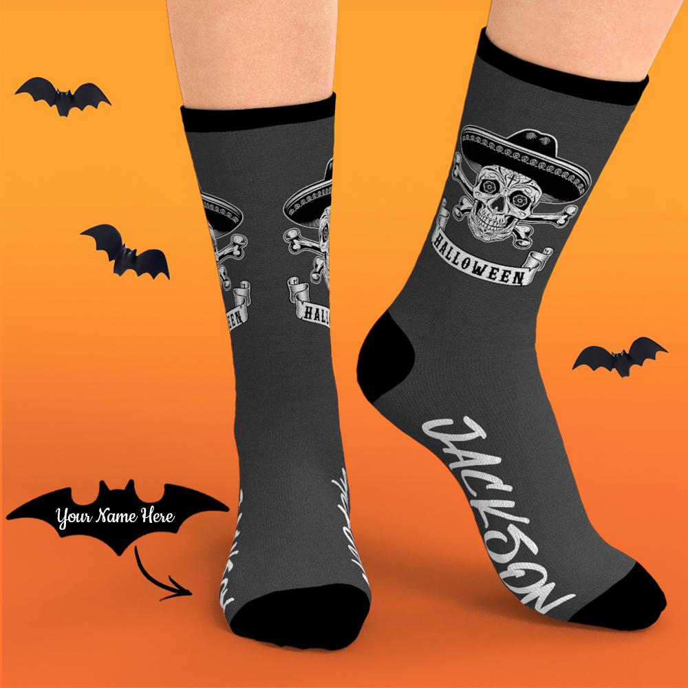 Custom Halloween Skeleton Socks With Your Name