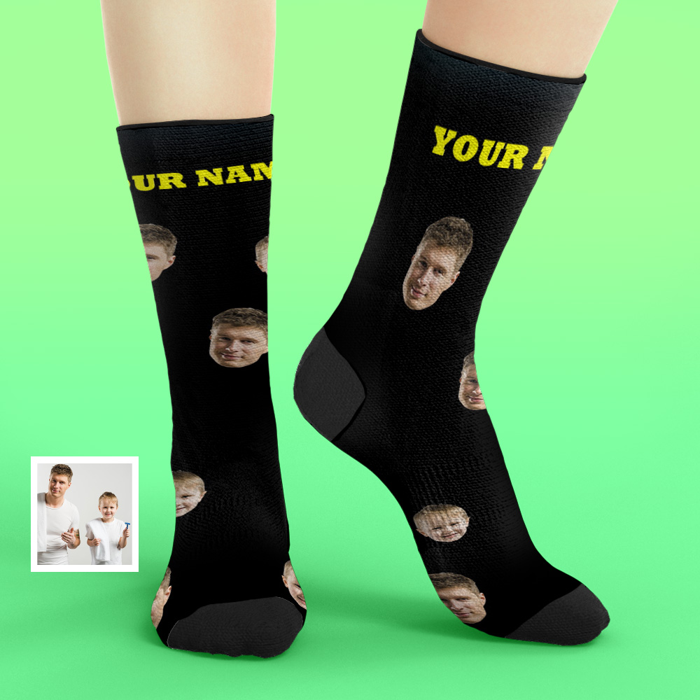 Custom Photo Socks Breathable Face Socks Solid Color  Gift For Him