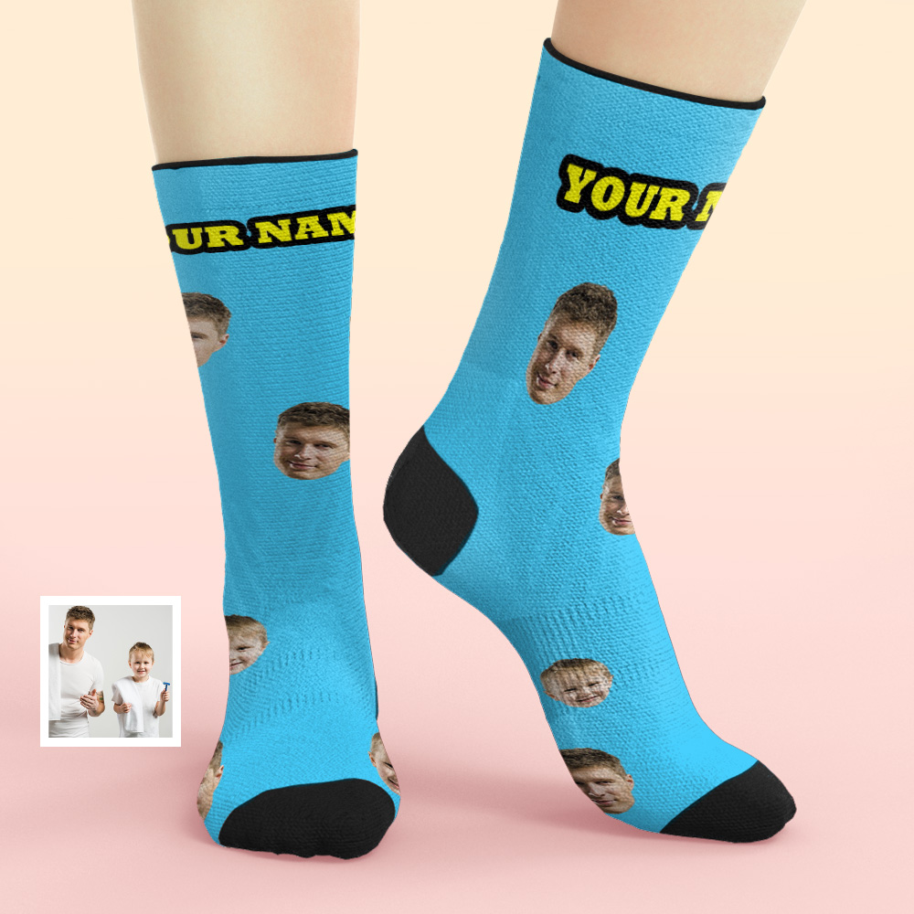 Custom Photo Socks Breathable Face Socks Solid Color  Gift For Him
