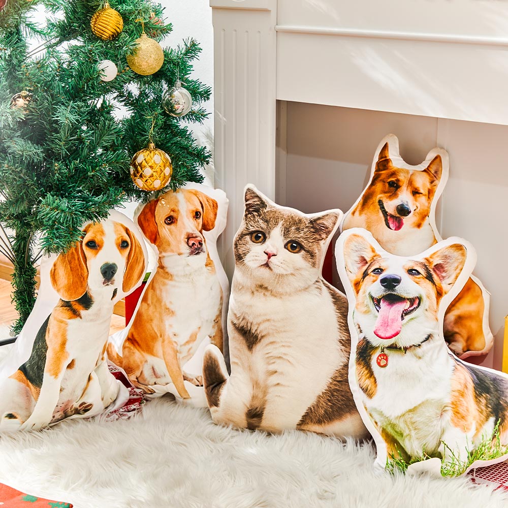 Christmas Gifts Custom Face Pillow With Your Lovely Pet's Photo, Personalised 3D Pet Portrait Pillow - MyFaceTshirt